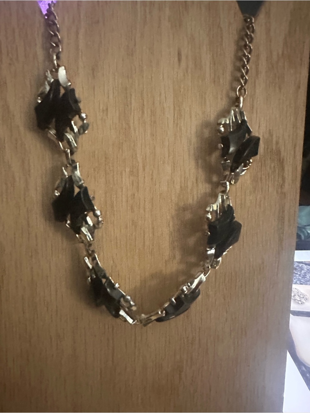Silver and Black Czech glass Link Necklace